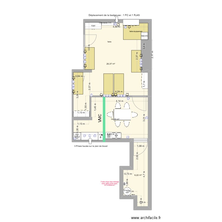 SMI CBL V6 chantier. Plan de 3 pièces et 47 m2