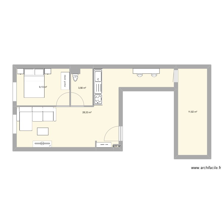 25 Fbg Pierre. Plan de 5 pièces et 53 m2
