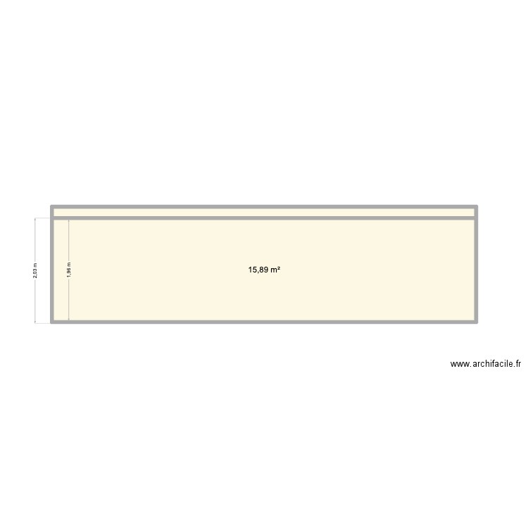 mur sud. Plan de 2 pièces et 17 m2