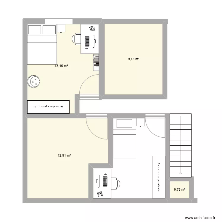 casa. Plan de 4  et 36 m²