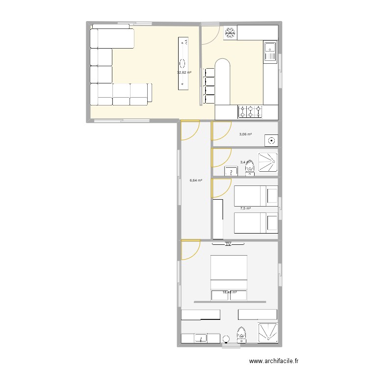 plan2. Plan de 6 pièces et 72 m2