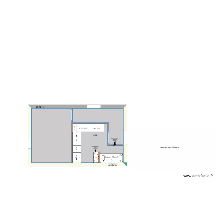 Salle de bain étage. Plan de Salle de bain étage. Plan de