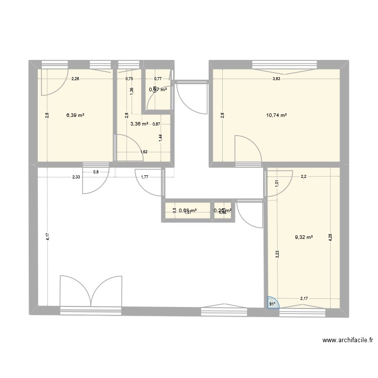 Maison Seux. Plan de 7 pièces et 32 m2