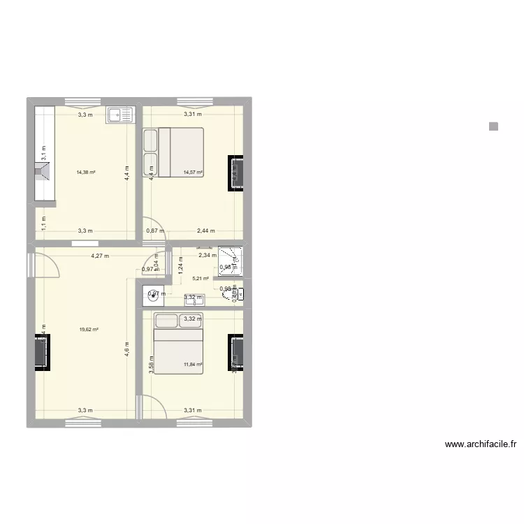 Carca-1er-droit-reno_v2. Plan de 5 Pièces et 66 m²