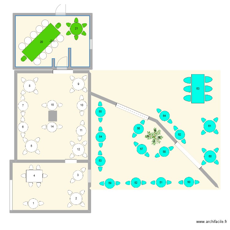 Gastro. Plan de 5 pièces et 267 m2