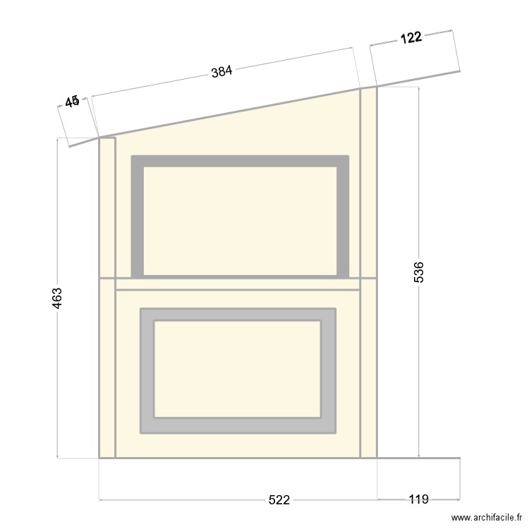 facade brique plus parp. Plan de 11 pièces et 33 m2