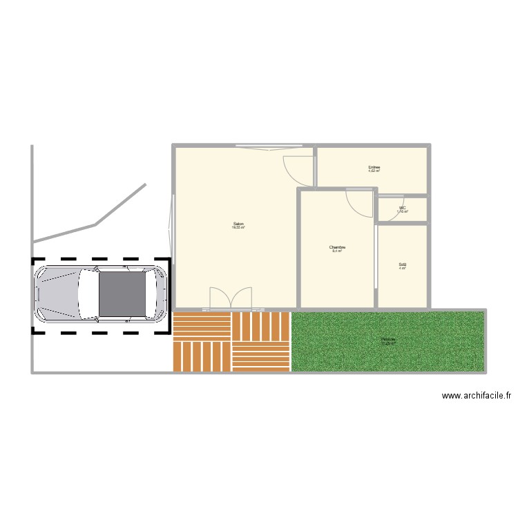 T2 St Raph. Plan de 5 pièces et 38 m2