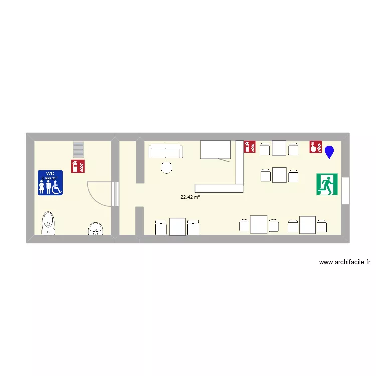 BOUTIQUE. Plan de 2  et 30 m²