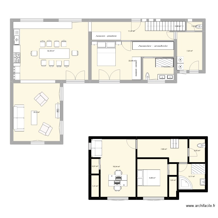 maison 3. Plan de 15 pièces et 141 m2