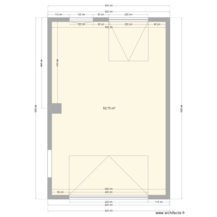 Garage 2. Plan de 1 pièce et 51 m2