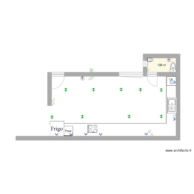 source. Plan de 1 pièce et 2 m2