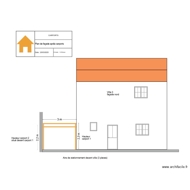 Façade carport 2. Plan de 0 pièce et 0 m2