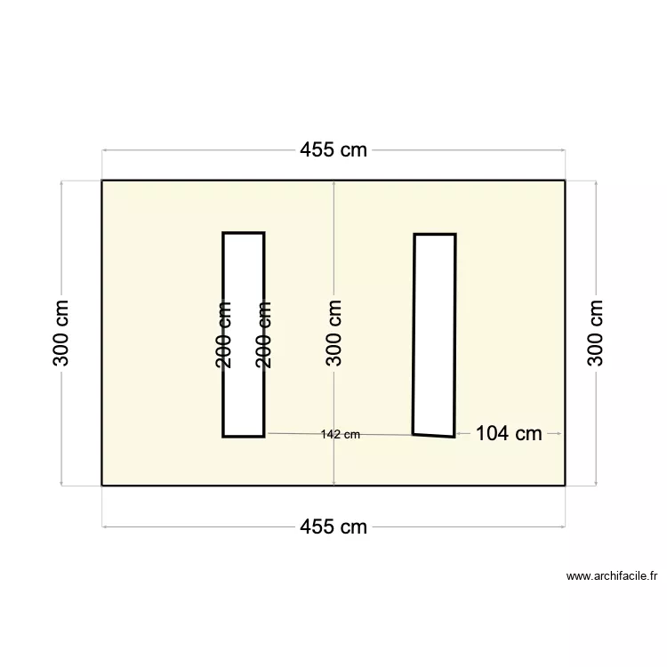 C) facade cote chemin 2 fenetres 2,52 ou 3,11 large. Plan de 