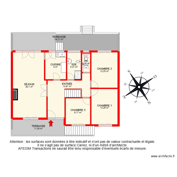 BI 27752-. Plan de 19 pièces et 233 m2