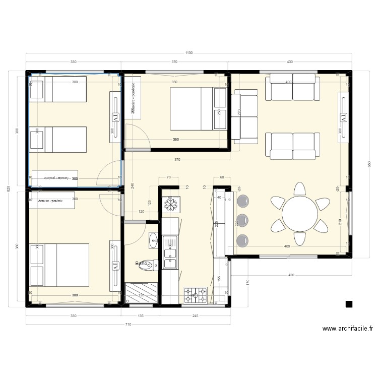 Plano Apolo. Plan de 2 pièces et 32 m2