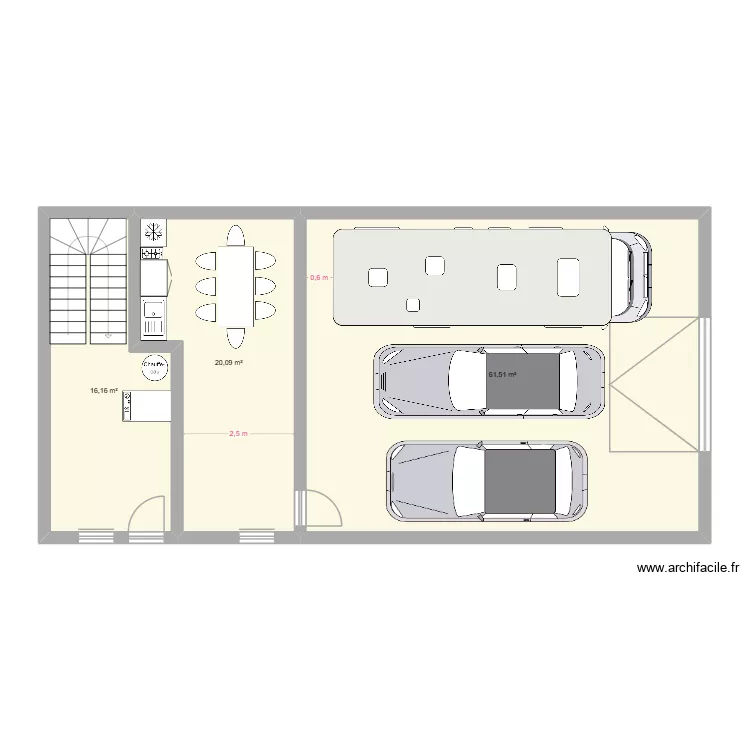 garage 1. Plan de 3  et 98 m²