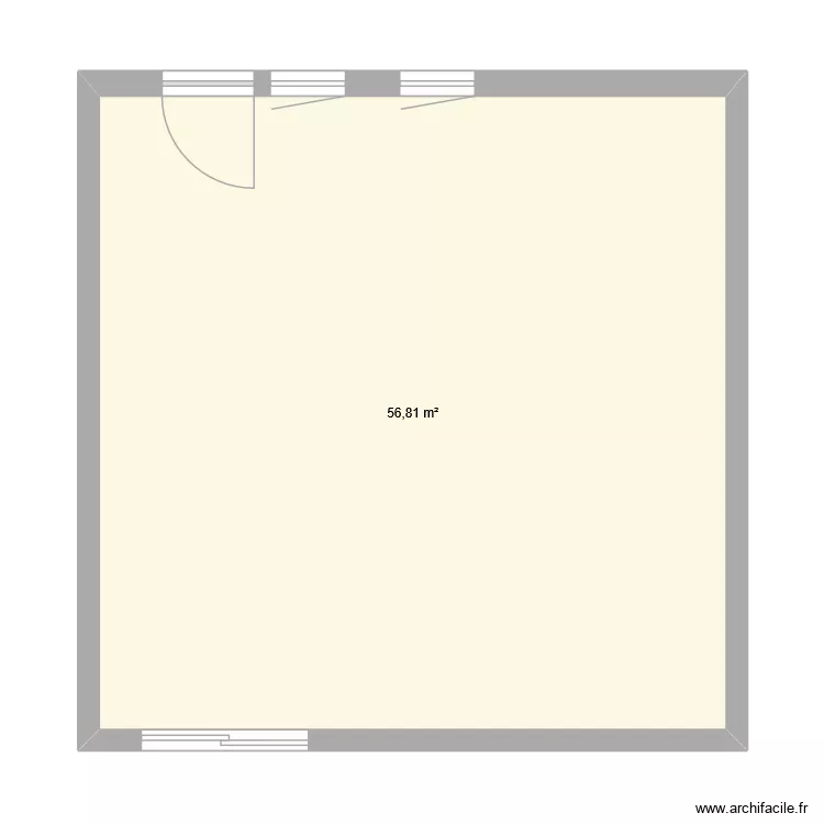 tp hlga. Plan de 1 Pièce et 57 m²
