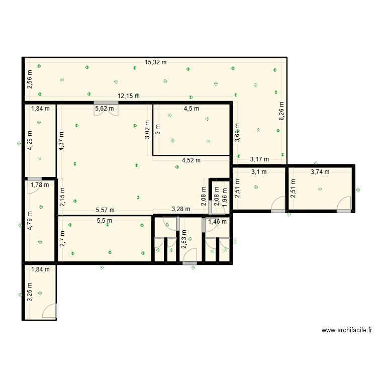 BAR ET DISCOTEC lampe. Plan de 16 pièces et 181 m2