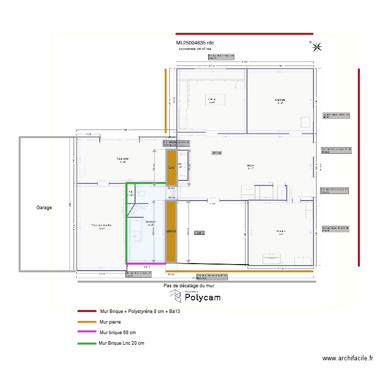 ML25004635 rdc. Plan de 2 pièces et 2 m2