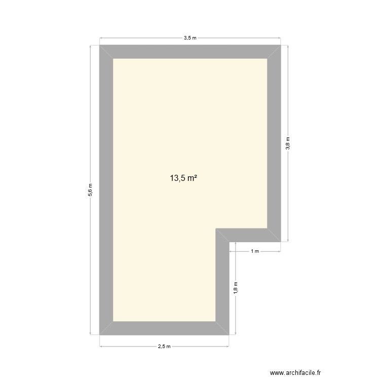 terrasse. Plan de 1 pièce et 14 m2