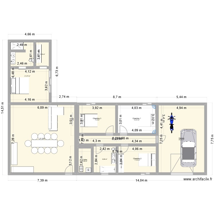 MAISON. Plan de 10 pièces et 164 m2
