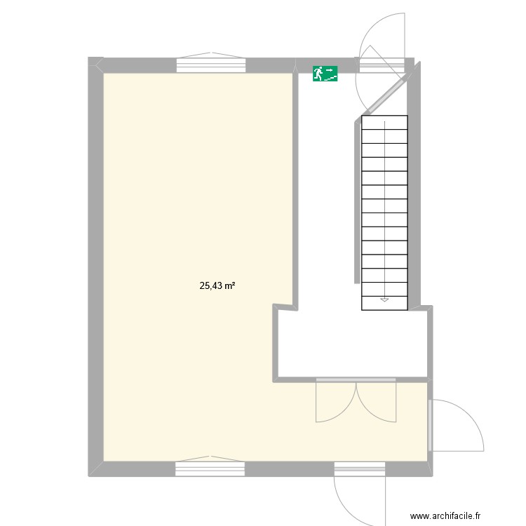 Lamartine RDC. Plan de 1 pièce et 25 m2