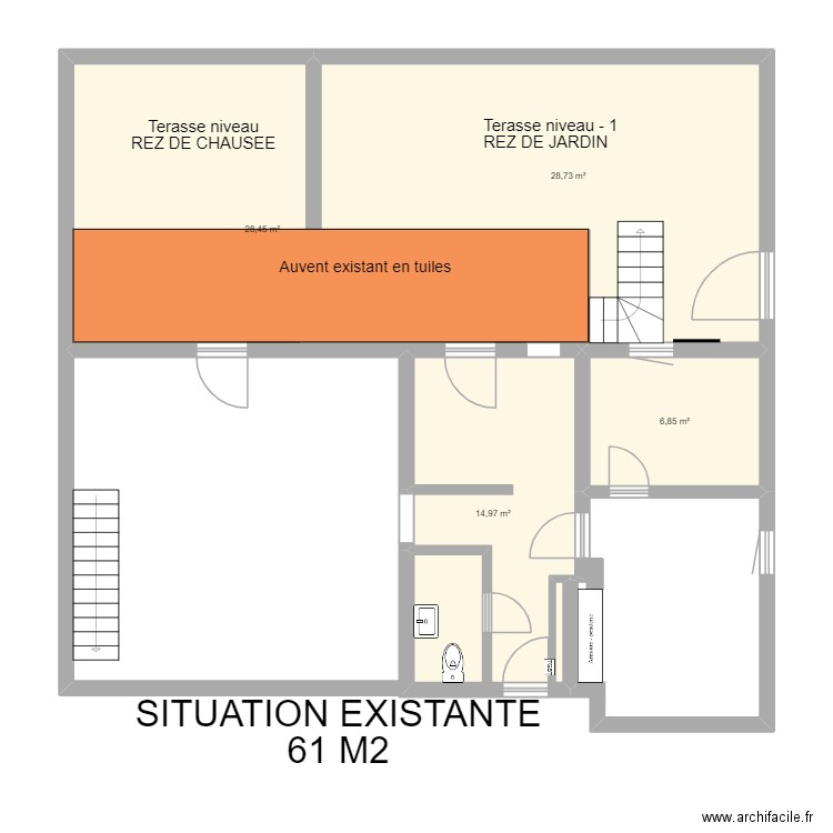 SITUATION EXISTANTE. Plan de 4 pièces et 79 m2