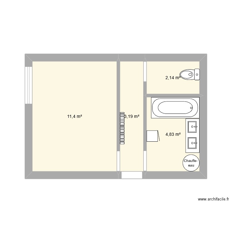 BOUYSSOU (Avant). Plan de 4 pièces et 22 m2