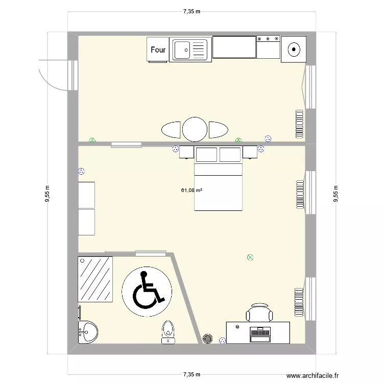 plan partiel. Plan de 1  et 61 m²