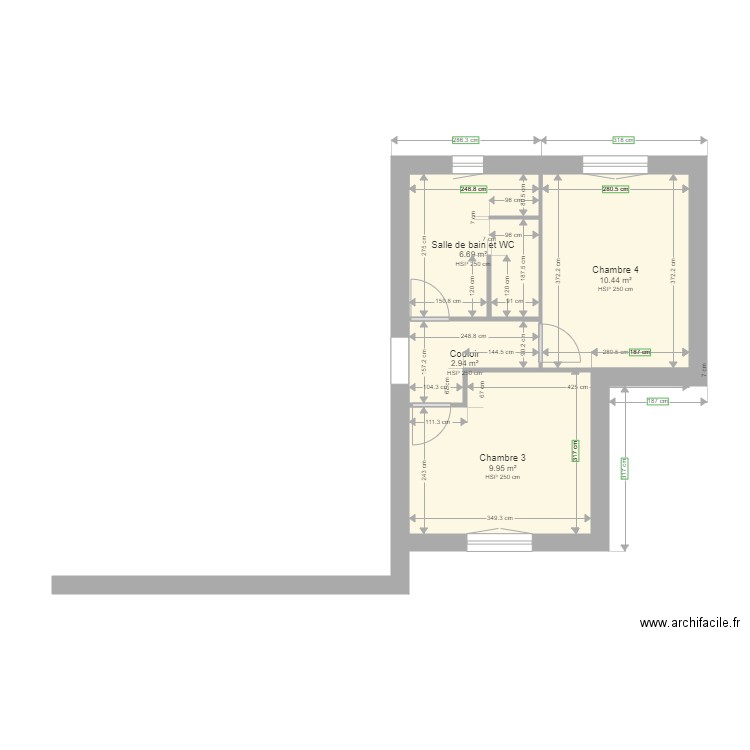 acr rocher brost. Plan de 4 pièces et 30 m2