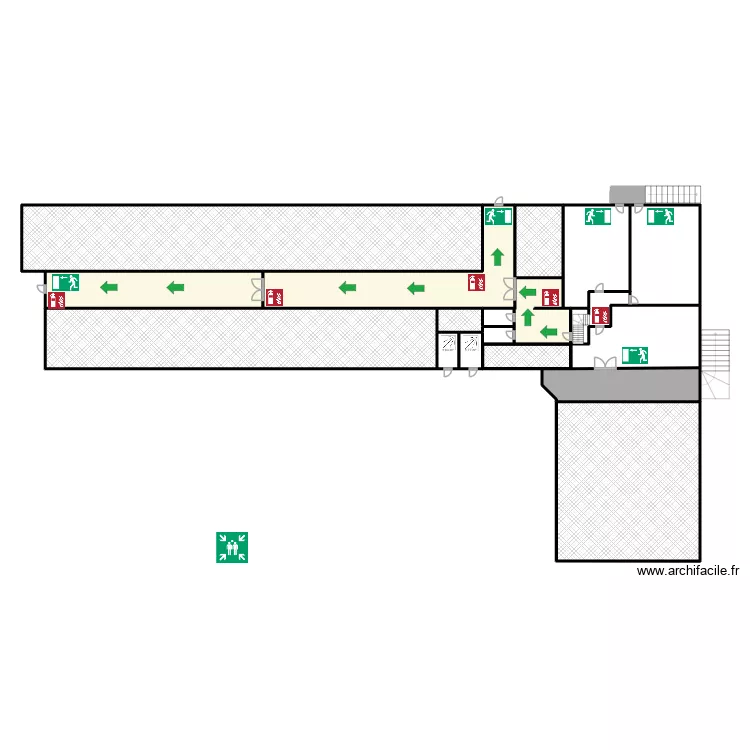 Motel. Plan de 16 pièces et 291 m²