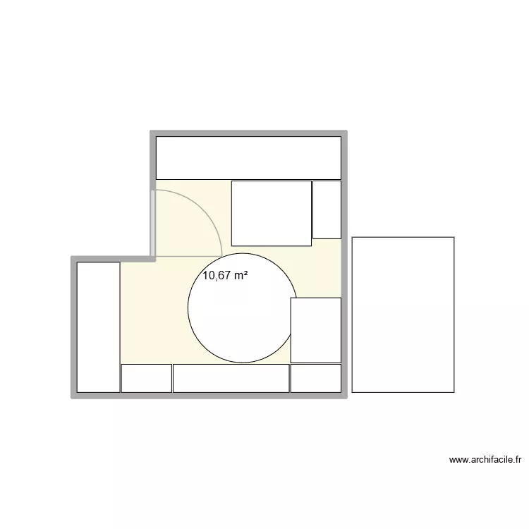 Bureau/ dressing / chambre ami. Plan de 1 Pièce et 11 m²