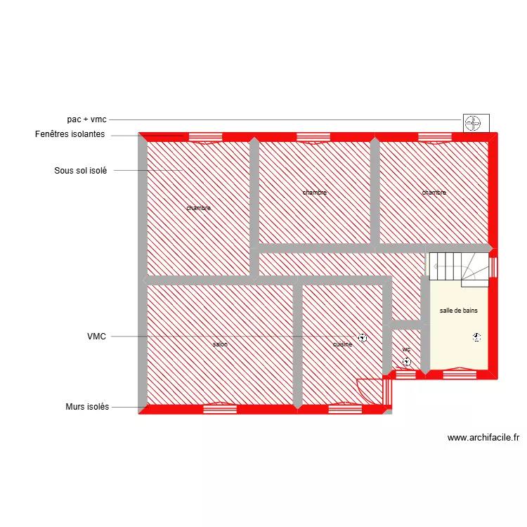 Boudinaud &eacute;tage &eacute;taPE2. Plan de 8  et 66 m²