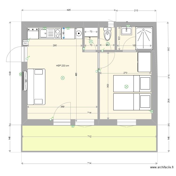 plan 9. Plan de 6 pièces et 40 m2