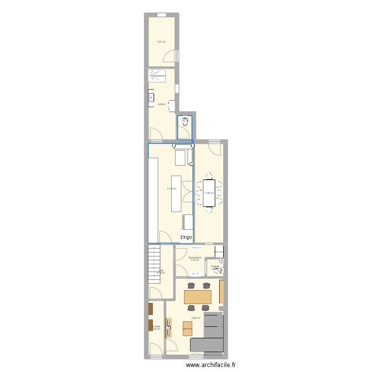 Maison rez-de-chaussée. Plan de 9 pièces et 85 m2