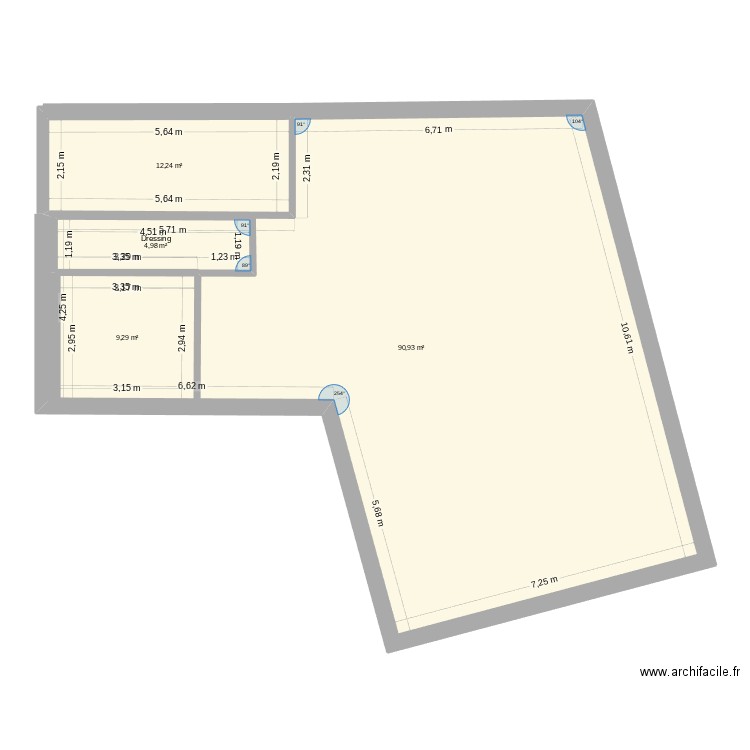bungalow à 150 degrés. Plan de 4 pièces et 135 m2