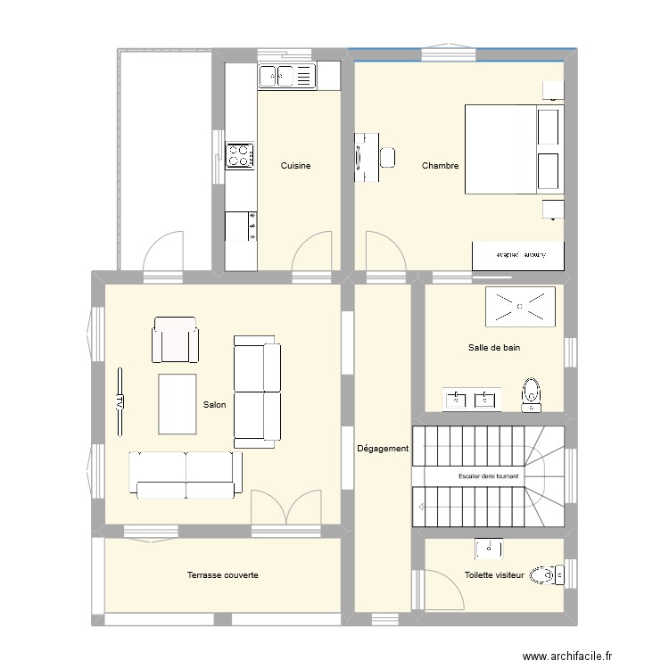 Plan Maison bamako. Plan de 7 pièces et 77 m2