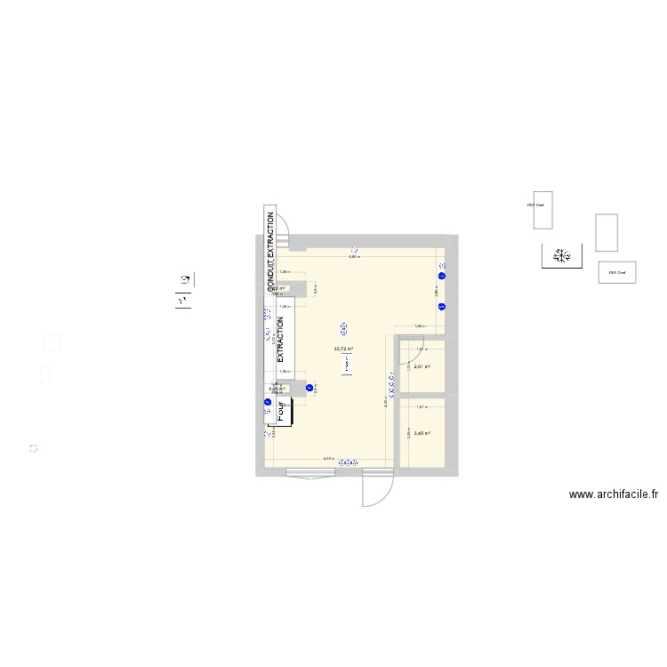 Cuisine v5 Fluides. Plan de 5 pièces et 40 m2