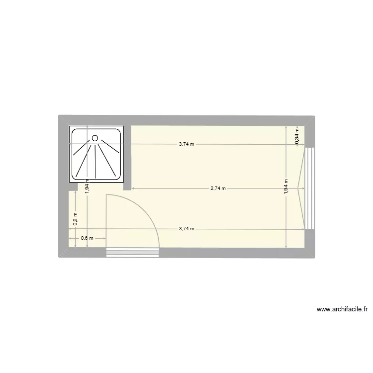 salle bains queven. Plan de 1 pièce et 7 m²