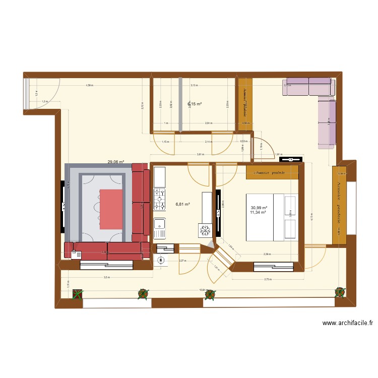 tig 2. Plan de 5 pièces et 84 m2