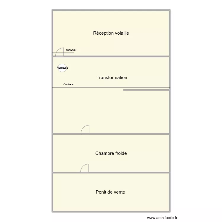 Plan atelier volaille Marjorie VILLOT. Plan de 4 Pièces et 222 m²