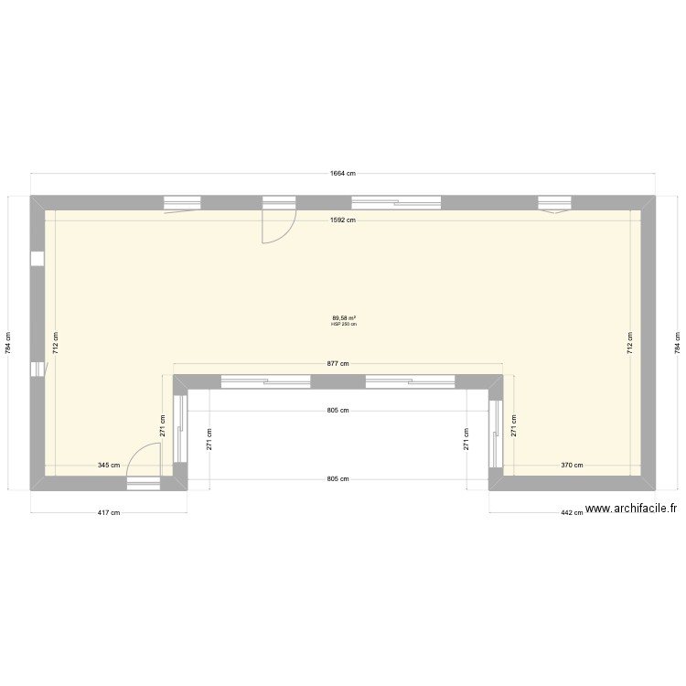 Vergné 2024 06 17 V1. Plan de 1 pièce et 90 m2