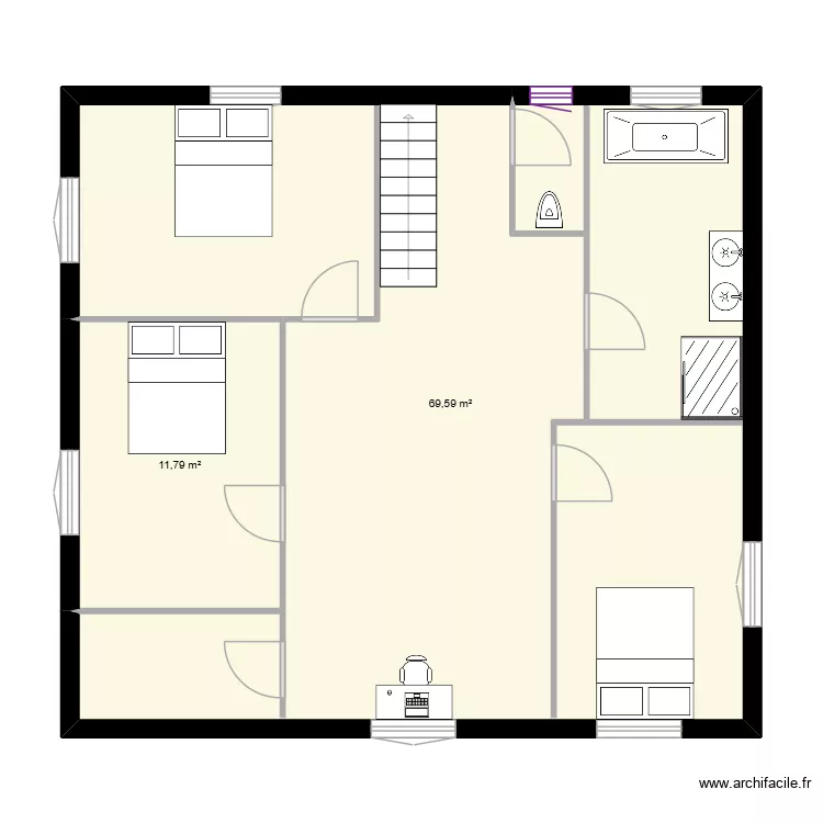 Projet1étage. Plan de 2 et 81 m² Projet1étage. Plan de 2 et 81 m²