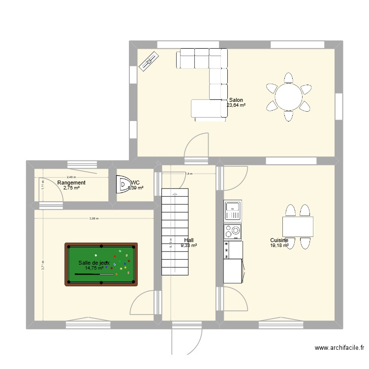 Merlemont. Plan de 6 pièces et 71 m2