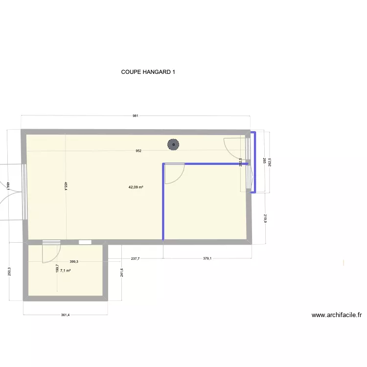COUPE HANGARD 6. Plan de 