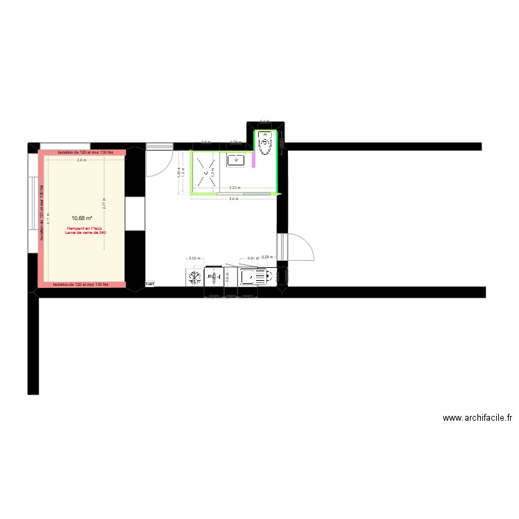 LAROUQUIE Placo. Plan de 1 pièce et 11 m2