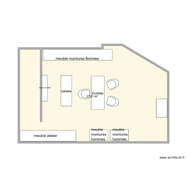 auroptic. Plan de 1 pièce et 37 m2