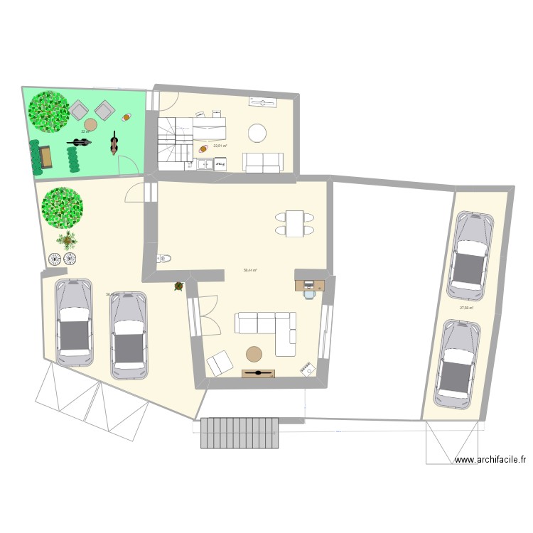 MAISON LOCATIVE x3 bis. Plan de 17 pièces et 267 m2