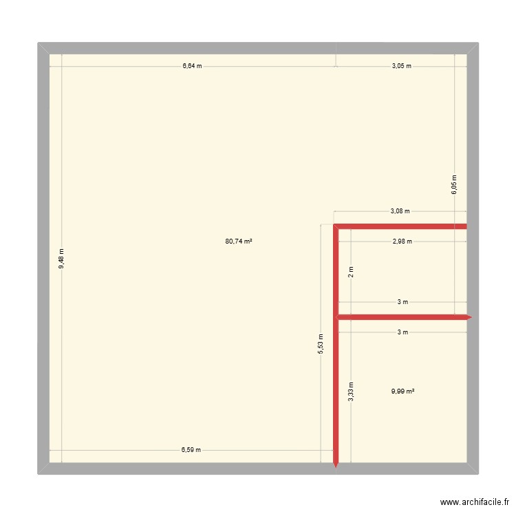 Maison dépendance. Plan de 2 pièces et 91 m2
