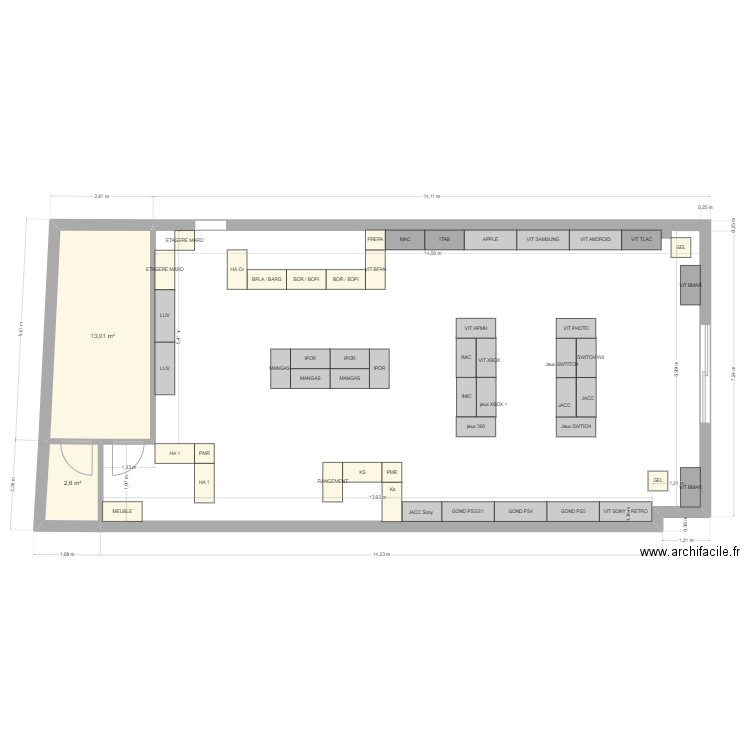 FENOUILLET 2. Plan de 2 pièces et 16 m2